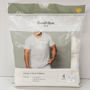Goodfellow Classic V Neck 3 T Shirts White Size‎ S Soft Stretch Longer Length